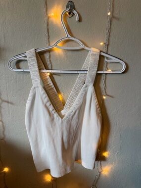 Anthropologie Maeve White Cream Ribbed V-Neck Tank